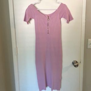 Pink boutique mid short sleeve sweater dress. Size L